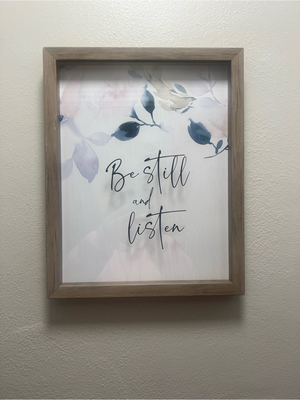 Be Still and Listen Framed Wall Art - Blue and Wood Tones